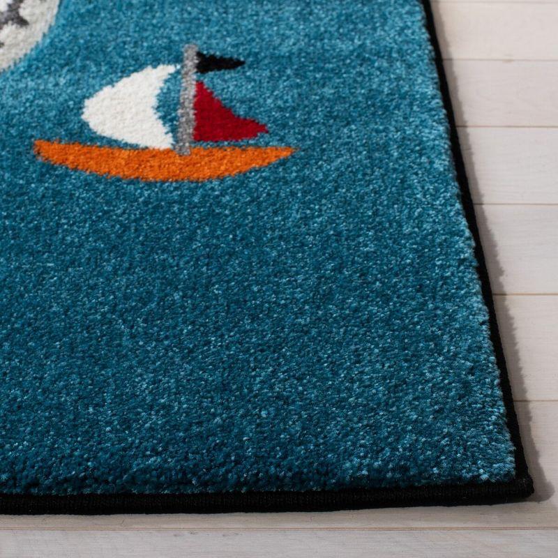 Playful Storybook Animals Black/Ivory Square Area Rug for Kids