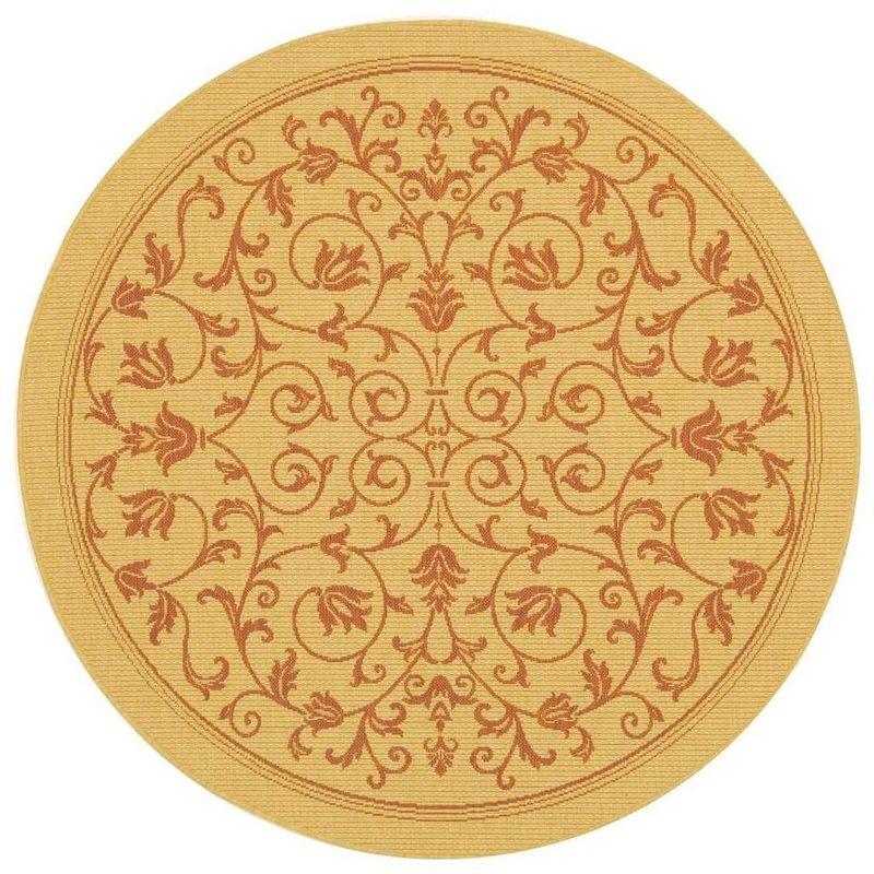 Courtyard CY2098 Power Loomed Indoor and Outdoor Area Rug - Natural/Terra - 7'10" Round - Safavieh