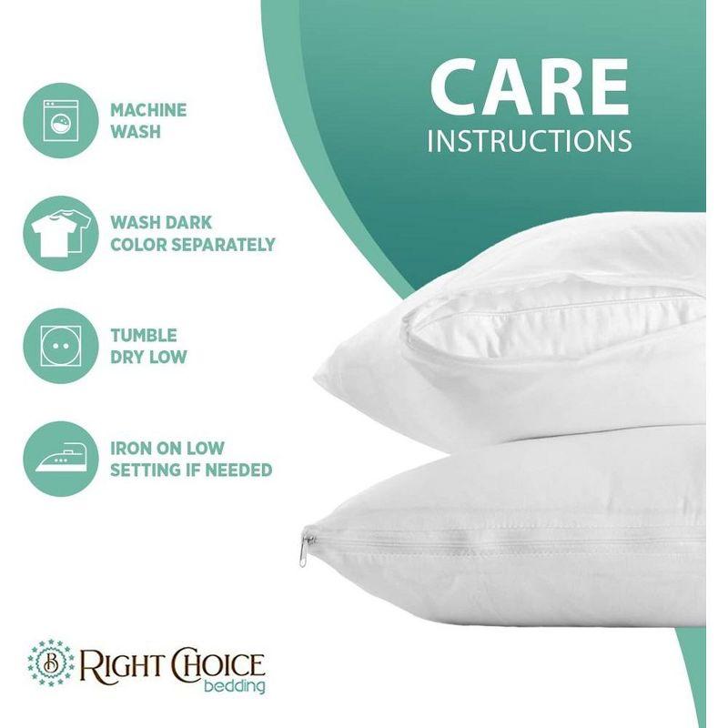 Right Choice Bedding 100% Cotton Breathable Pillow Protector with Zipper – (2 Pack)