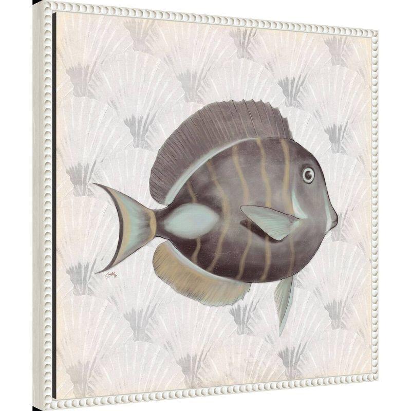 Amanti Art 22"x22" Neutral Vintage Fish II by Elizabeth Medley Framed Canvas Wall Art Print: Modern Decor, Polystyrene Frame