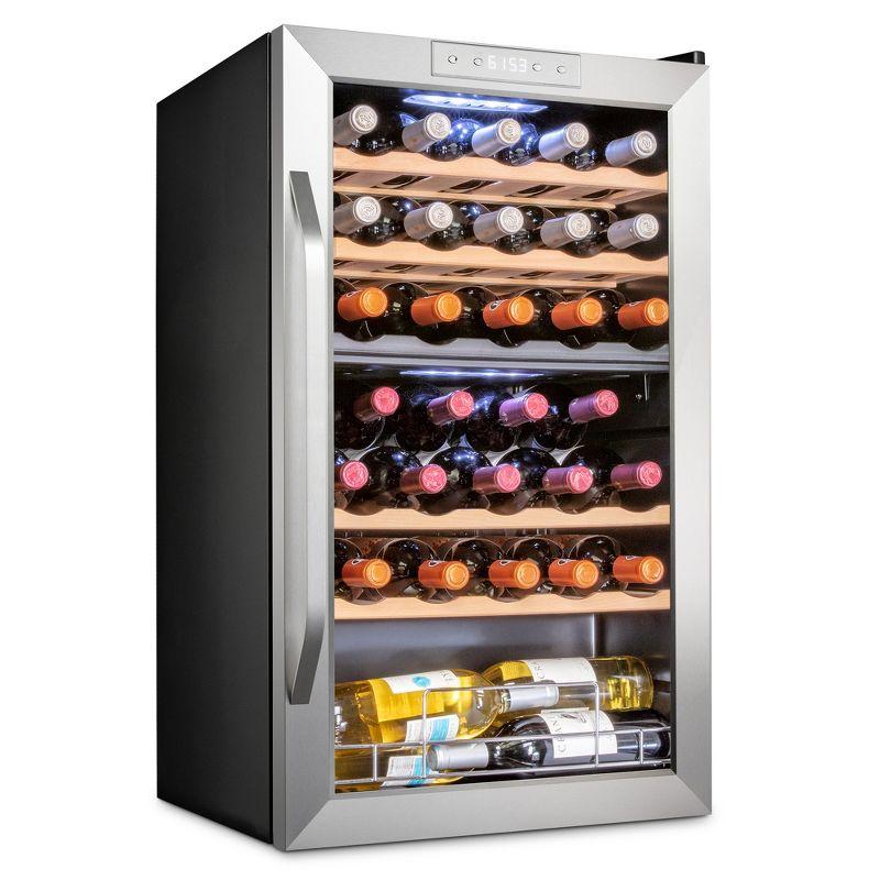 Ivation 33-Bottle Dual Zone Compressor Freestanding Wine Cooler Refrigerator - Stainless Steel