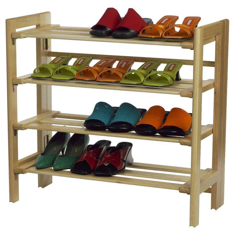 Clifford Foldable Shoe Rack Natural - Winsome: Adjustable, Easy Storage, 12 Pairs Capacity, Wood Frame