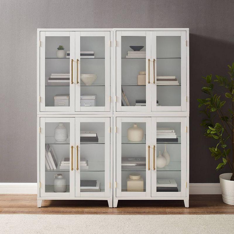 Crosley 70" Roarke 2pc Glass Door Kitchen Pantry Storage Cabinet Set White