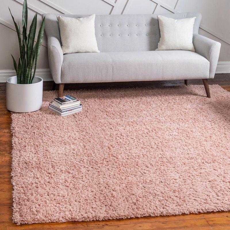 Davos Shag 8' Square Dusty Rose Synthetic Area Rug