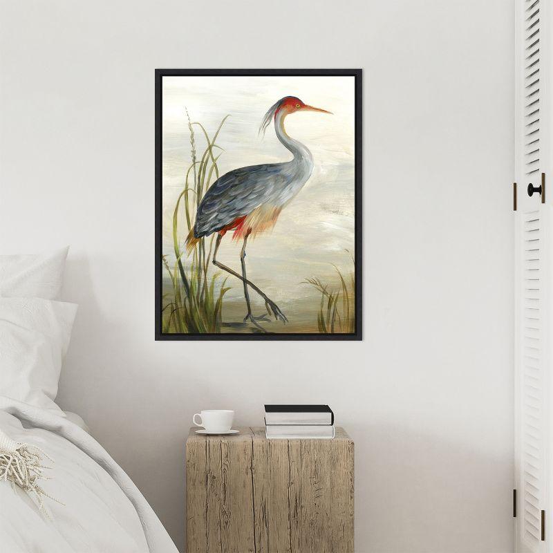 Amanti Art Gray Heron by Aimee Wilson Canvas Wall Art Print Framed 18-in. x 24-in. in Maple