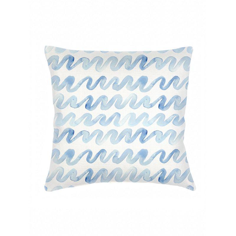 Blue Watercolor Waves Linen Throw Pillow 20x20