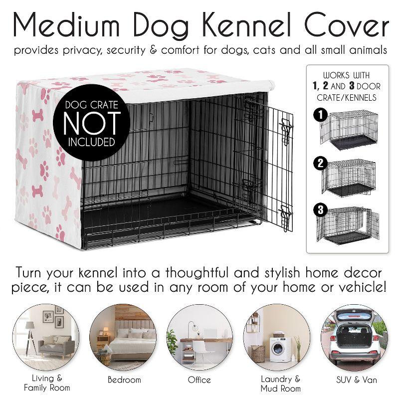 Sweet Jojo Designs Girl Dog Crate Kennel Cover 36in. Paw and Bone Blush Pink and White