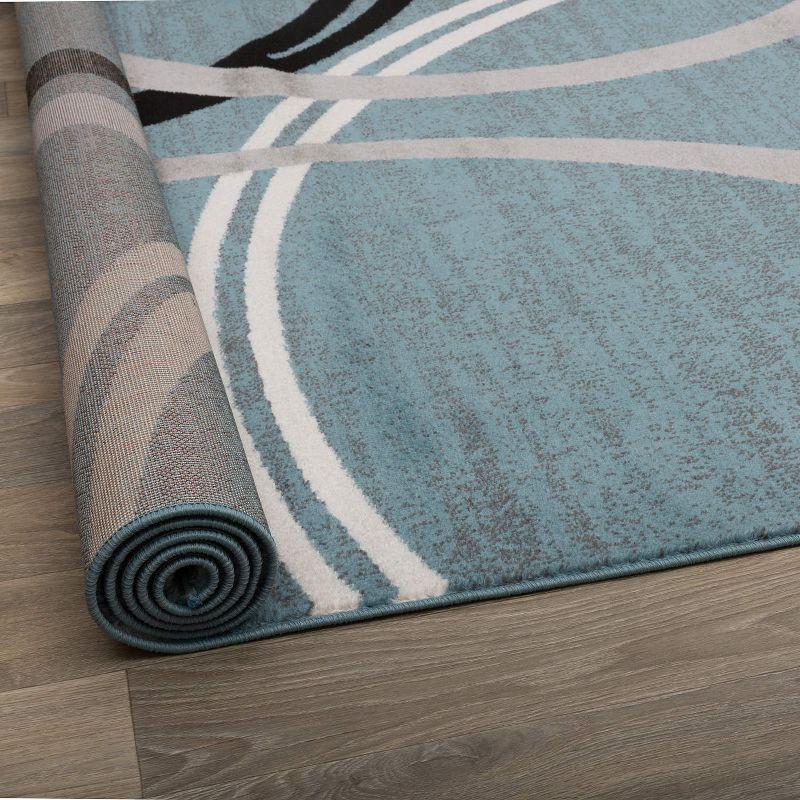 World Rug Gallery Contemporary Abstract Circles Design Blue 6'6" x 9' Area Rug