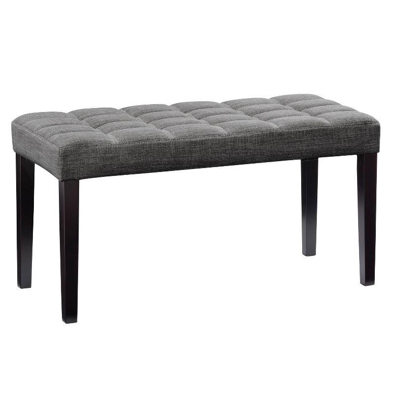 California Fabric Tufted Bench Dark Gray - CorLiving: Entryway, Living Room, Foam Padded, Wood Legs