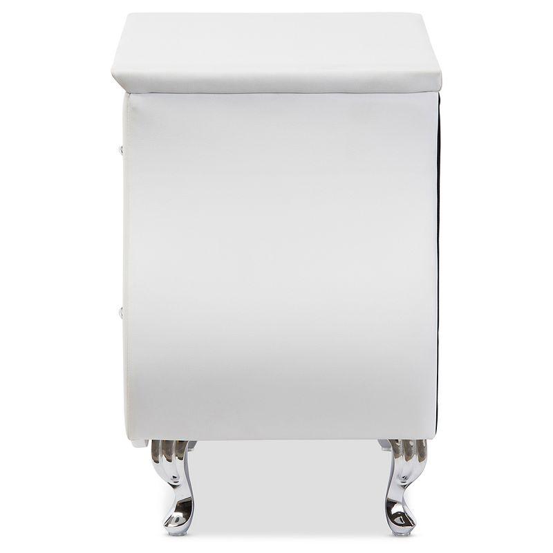 Erin Contemporary White Faux Leather 2-Drawer Nightstand