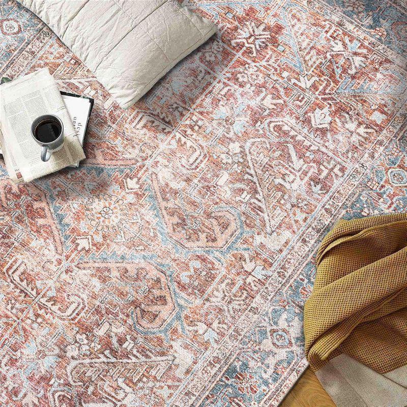 World Rug Gallery Vintage Distressed Machine Washable Area Rug- RED 9'X12'