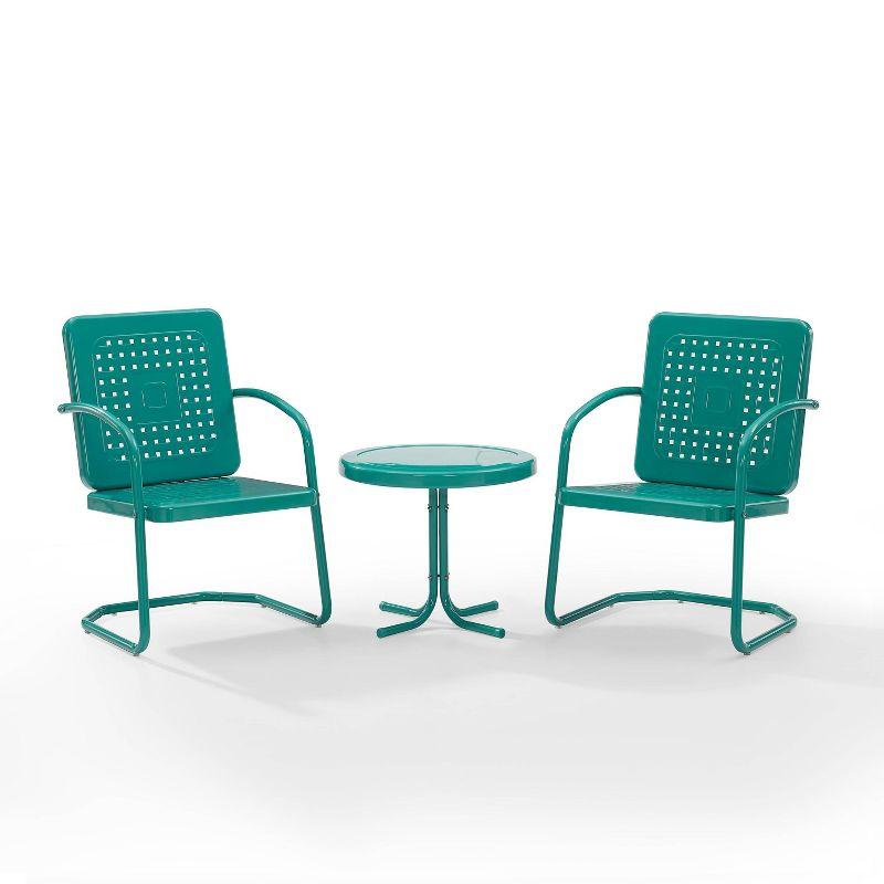 Crosley 3pc Bates Outdoor Patio Chair Set Turquoise: Vintage-Style, Steel Frame, UV-Resistant