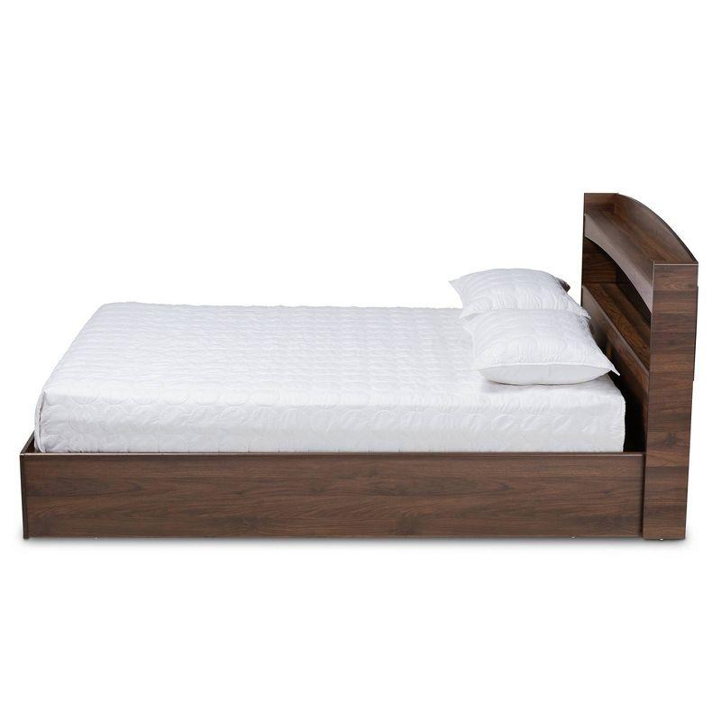 Queen Christopher Wood Platform Bed with Shelves - Baxton Studio: No Box Spring Required, Modern Style