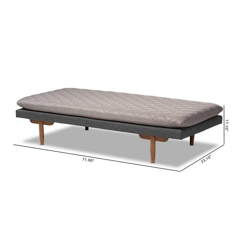 Twin Two Marit Tone Upholstered Wood Daybed Gray/Walnut - Baxton Studio: No Trundle, Space-Saving Design