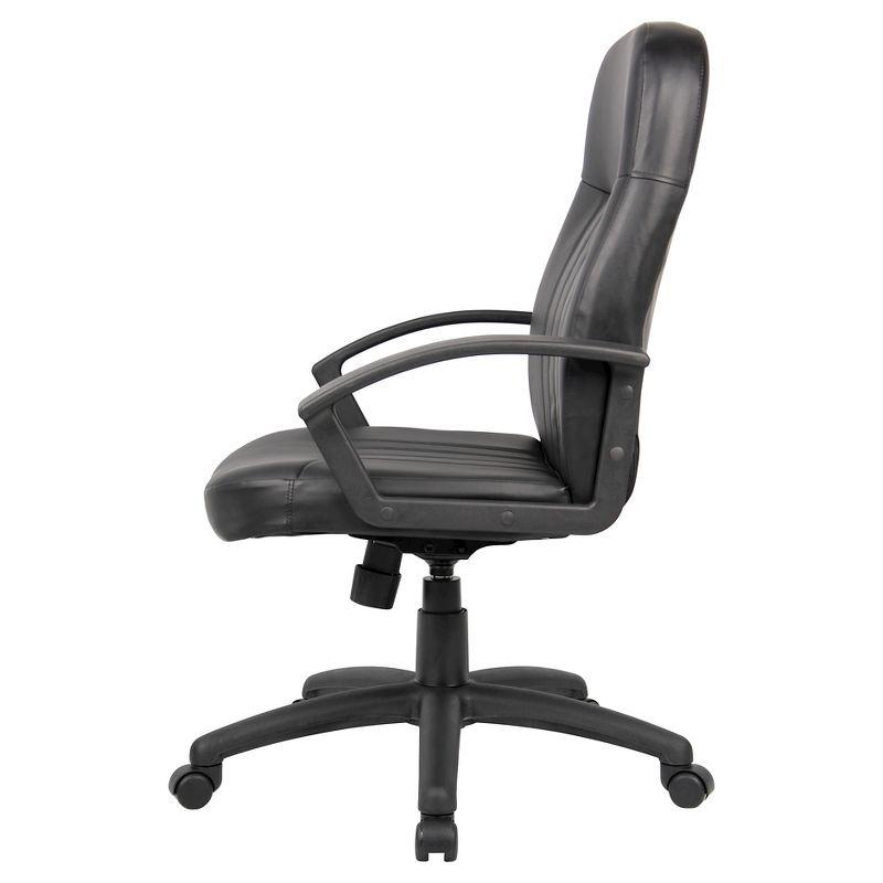 Executive Leather Budget Chair Black - Boss Office Products: Swivel, Lumbar Support, 250lb Capacity