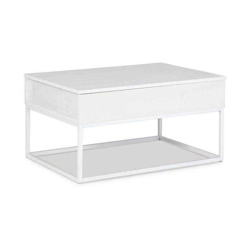 White Rectangular Wood and Metal Lift-Top Coffee Table