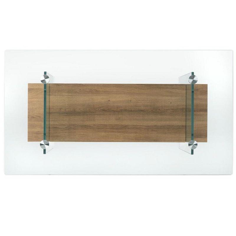 Kayley Coffee Table - Glass/Natural Brown - Safavieh