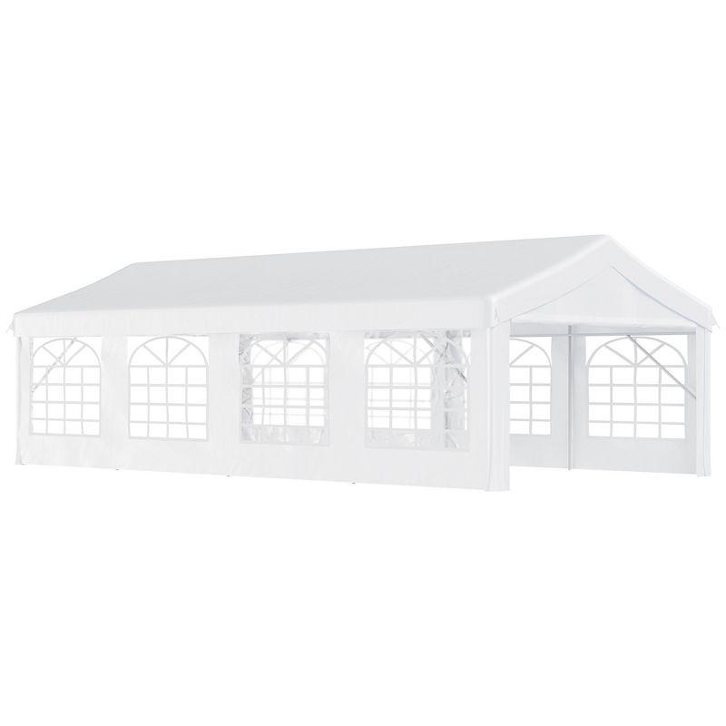 Outsunny 13' x 26' White Steel Frame Event Tent with Sidewalls