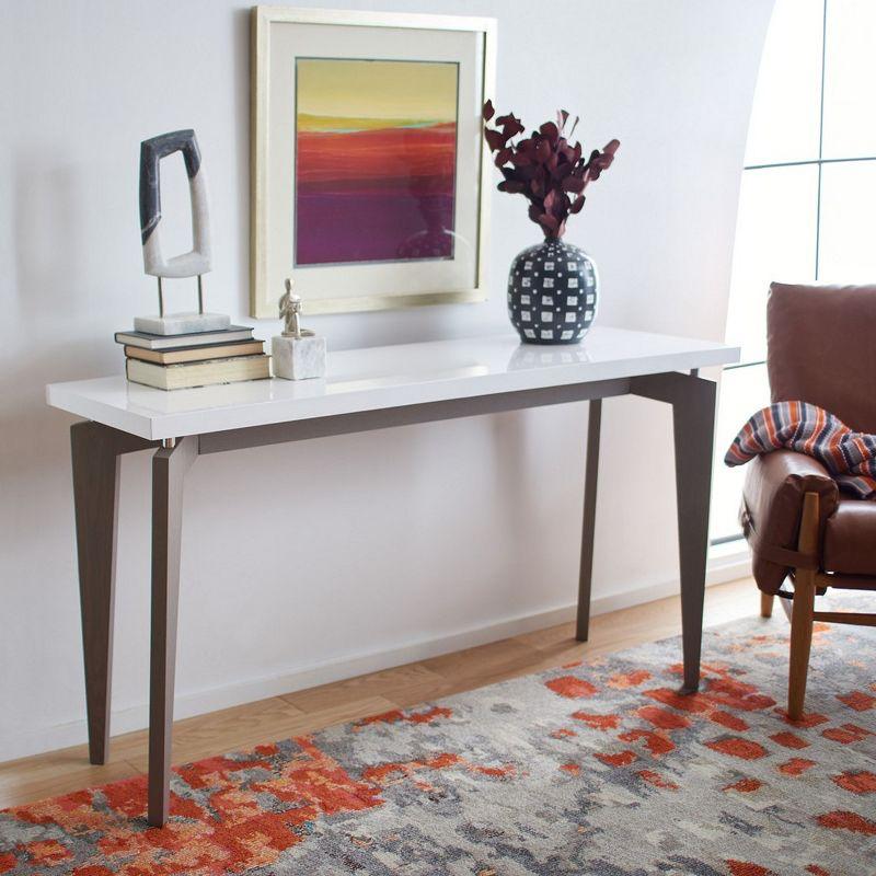 Josef 59" White and Gray Lacquer Console Table