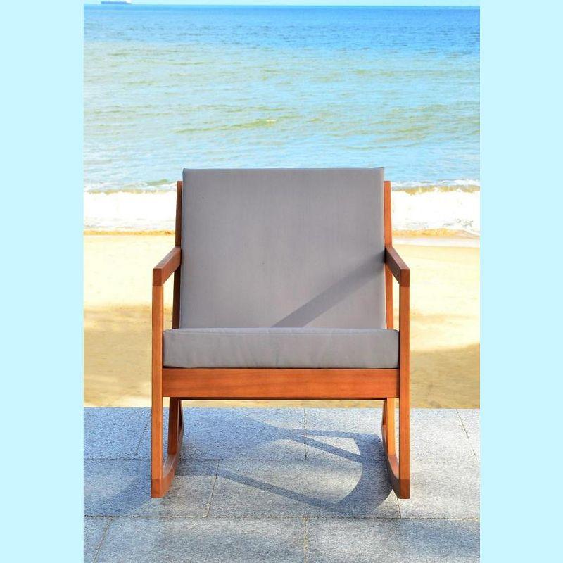 Eucalyptus Wood Black and Brown Rocking Chair with Cushions