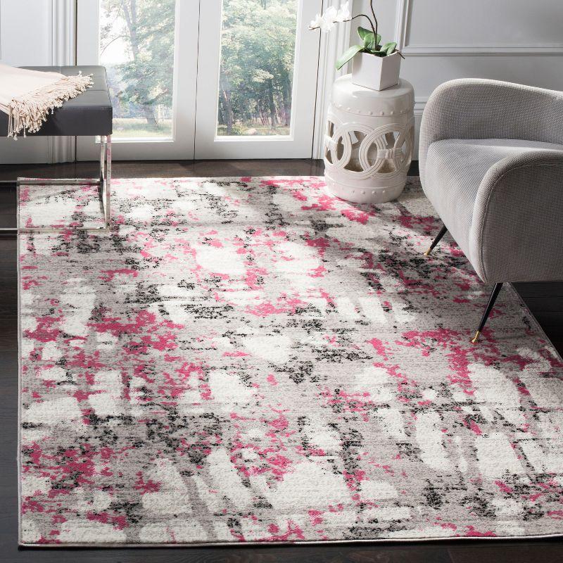 Gray and Pink Medallion Synthetic 5' x 7' Area Rug