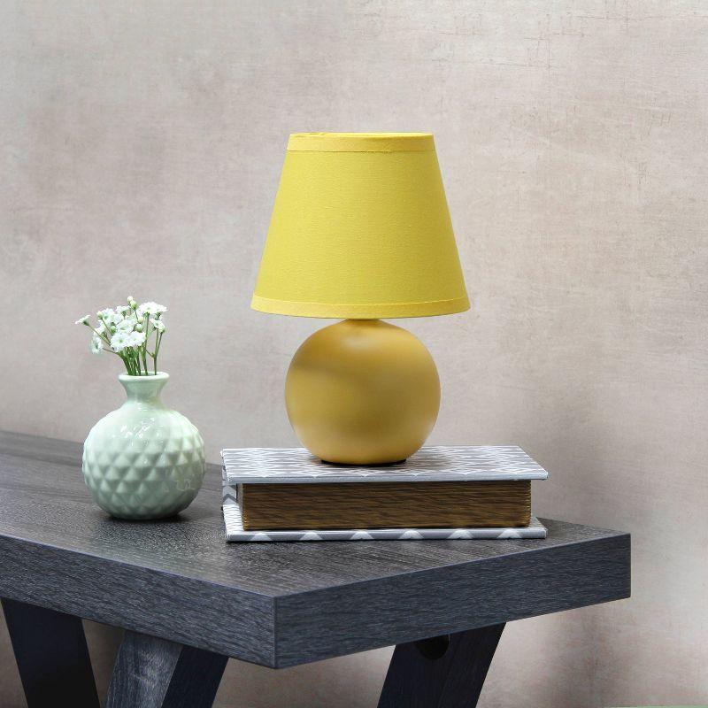 Simple Designs 8.66" Compact Ceramic Globe Table Lamp with Stylish Shade (Includes LED Light Bulb) Yellow