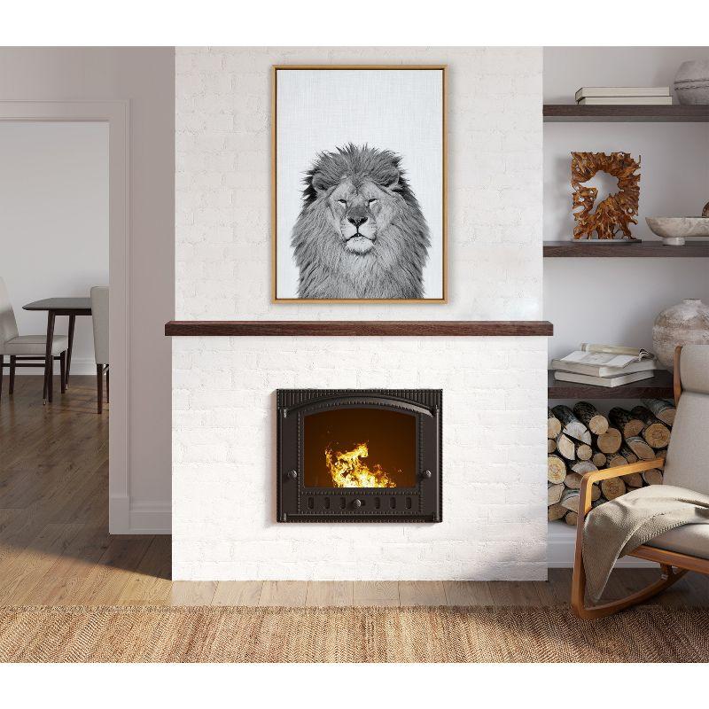 23" x 33" Sylvie Lion Framed Canvas by Simon Te Tai - Kate and Laurel