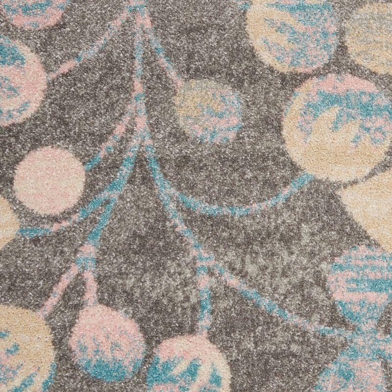 Nourison Tranquil 5'3" X 7'3" (5' x 7') Grey/Beige Area Rug Contemporary Botanical Vine and Bloom by Nourison