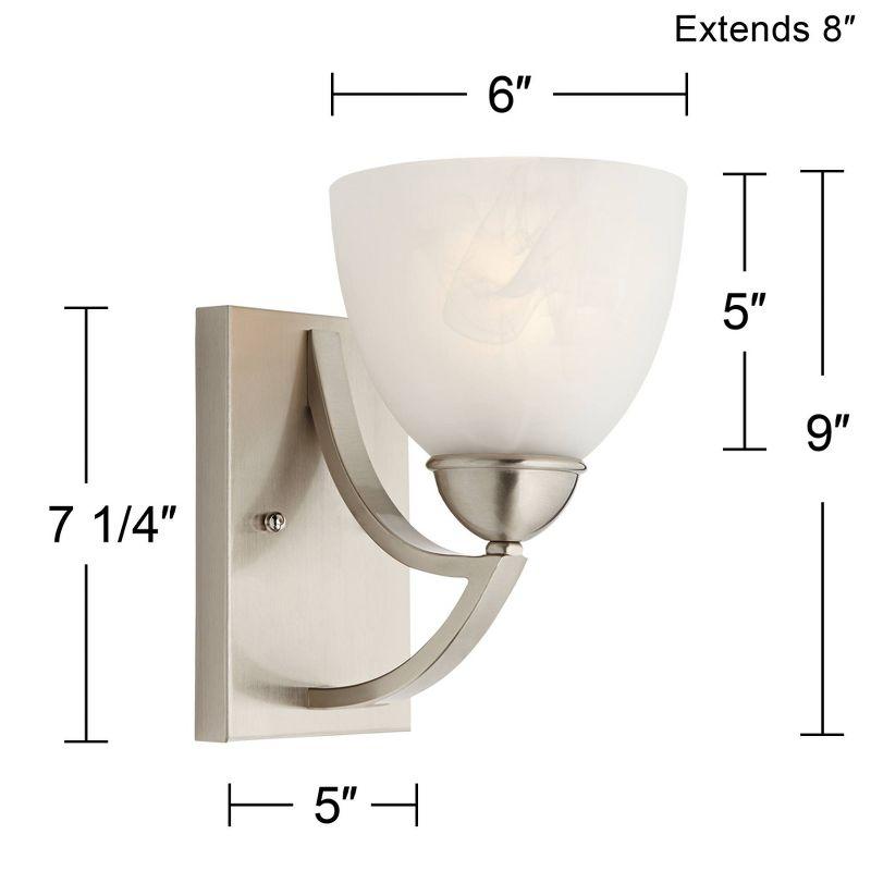 Possini Euro Design Modern Wall Light Sconces Set of 2 Satin Nickel Hardwired 6" Fixture Marbleized Glass for Bedroom Bathroom