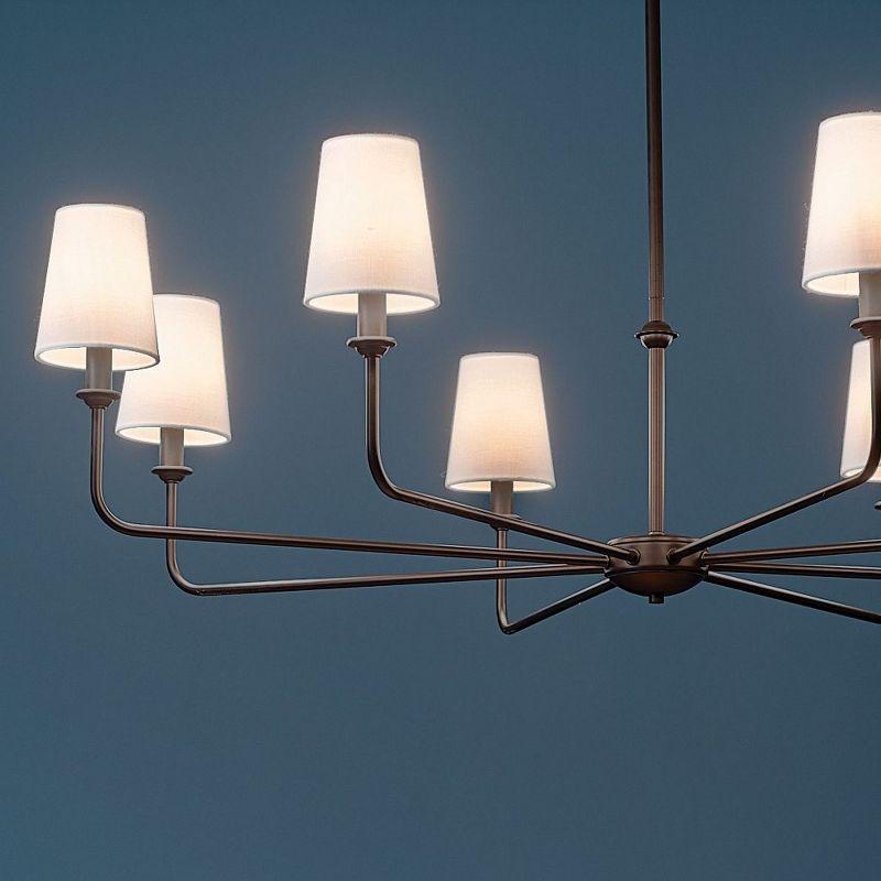 Classic 8 Light Chandelier with White Linen Shades