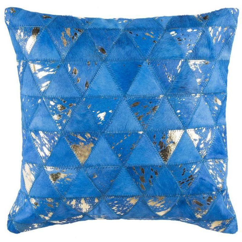 Clairton Blue and Silver Metallic Cowhide 20" Pillow