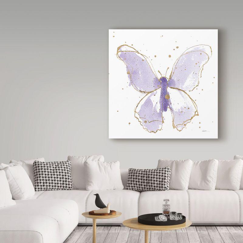 Trademark Fine Art -Shirley Novak 'Gilded Butterflies Ii Lavender' Canvas Art