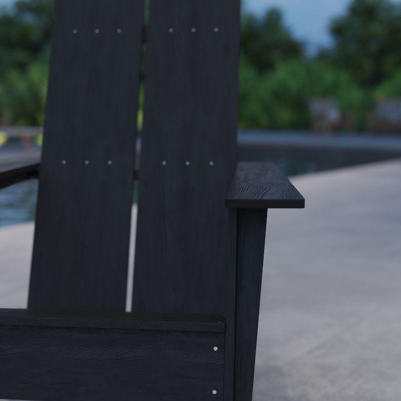 Sleek Modern Black Poly Resin Adirondack Patio Chair