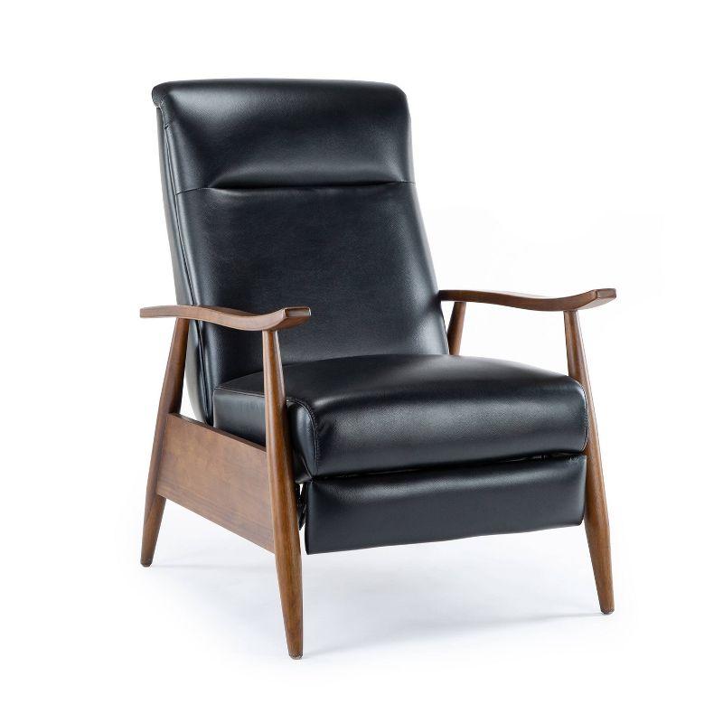 Comfort Pointe Solaris Press-Back Recliner Black: Faux Leather, Wood Legs, 330 lbs Capacity