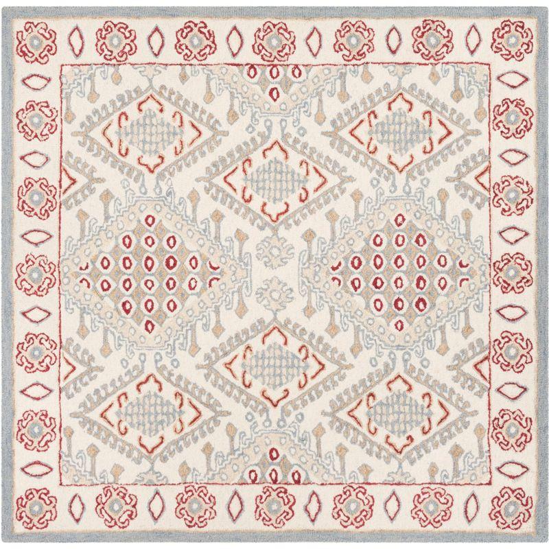 Micro-Loop MLP511 Hand Tufted Area Rug - Ivory/Red - 5'x5' - Safavieh.