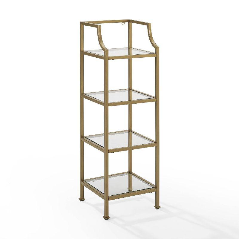 40" Aimee Short Etagere Gold - Crosley: Modern Glass Shelving, 4-Tier Steel Frame