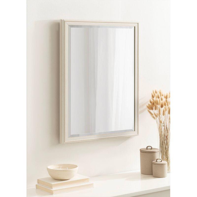 18" x 24" White Rectangular Wall Mirror with Stepped Frame