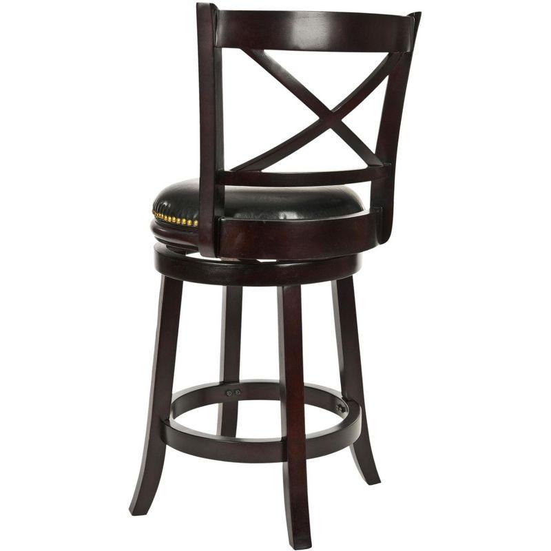 Butler Cappuccino Black Leather Swivel Counter Stool