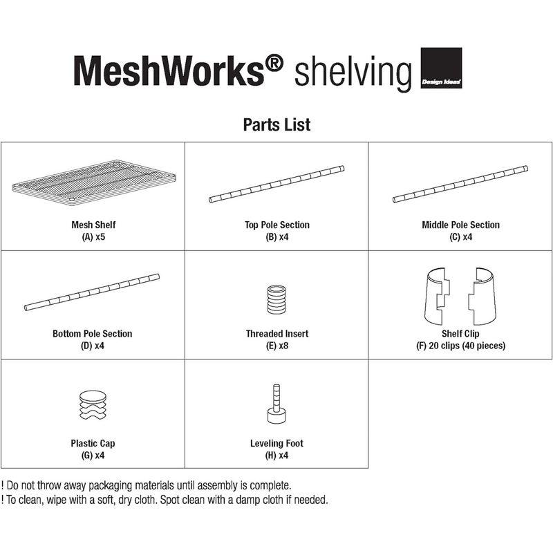 Design Ideas MeshWorks 5 Tier Metal Storage Shelving Unit Rack Bookshelf