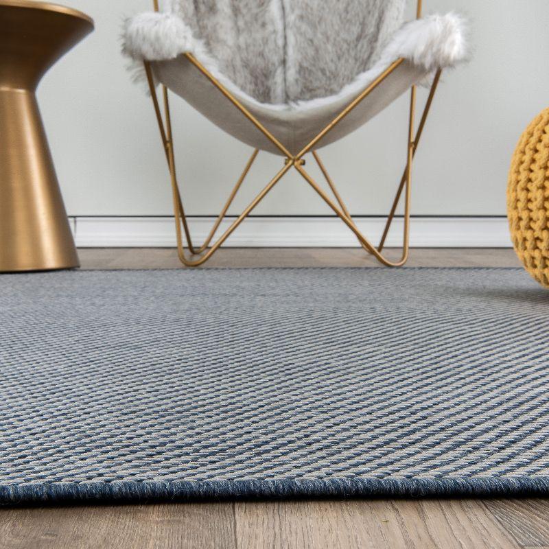 Modern Blue 5' x 7' Synthetic Flat Woven Indoor/Outdoor Rug