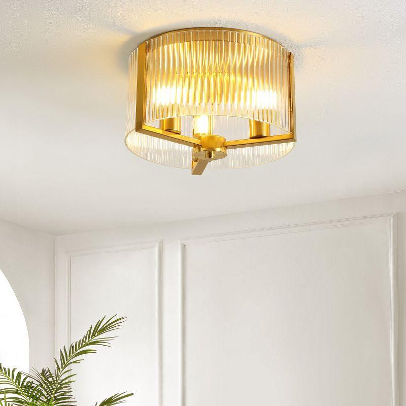 Jetra 3 Light 12.5" Flush Mount - Brass - Safavieh.