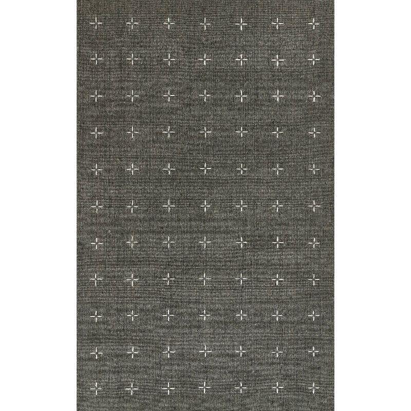 Momeni 3'6"x5'6" Oliver Cross Handloomed Area Rug Charcoal Gray