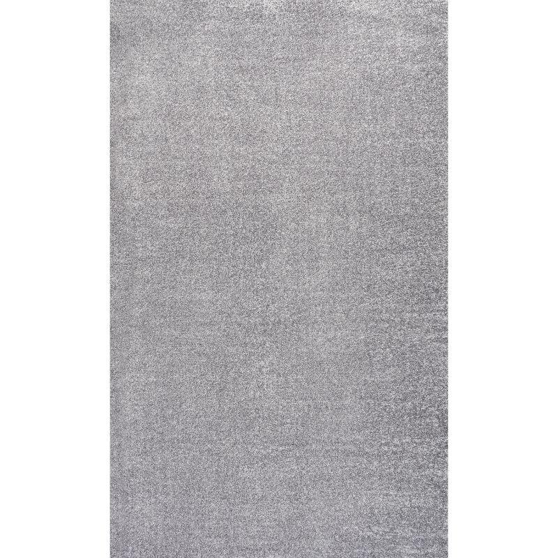 Gray Synthetic 4' x 6' Solid Low-Pile Indoor Area Rug