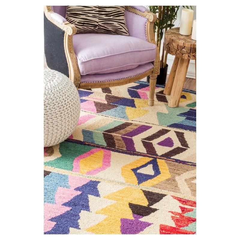 nuLOOM 5'x8' Hand Tufted Ofelia Wool Area Rug Ivory/Multi: Contemporary Skid-Resistant Medium Pile Rug