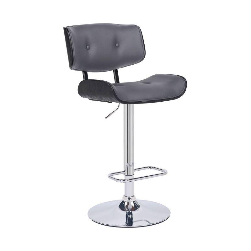 Brooklyn Adjustable Grey Faux Leather and Chrome Swivel Bar Stool