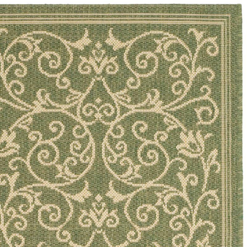 Olive and Natural Reversible Flat Woven Synthetic Area Rug - 27" x 6"