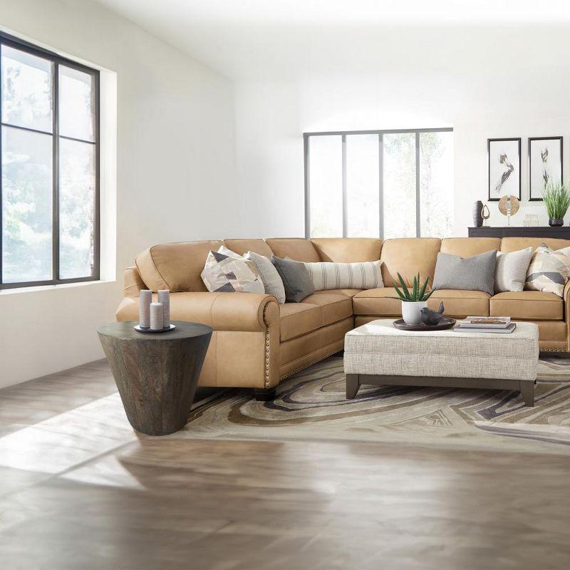 Royal Hampton 24 Inch Side End Table with Round Drum Shape, Handcrafted Mango Wood Construction, Distressed Gray