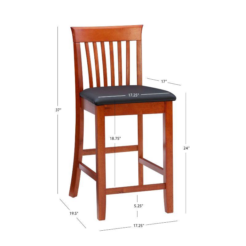 Torino 24" Dark Cherry Wood Counter Stool with Faux Leather Seat