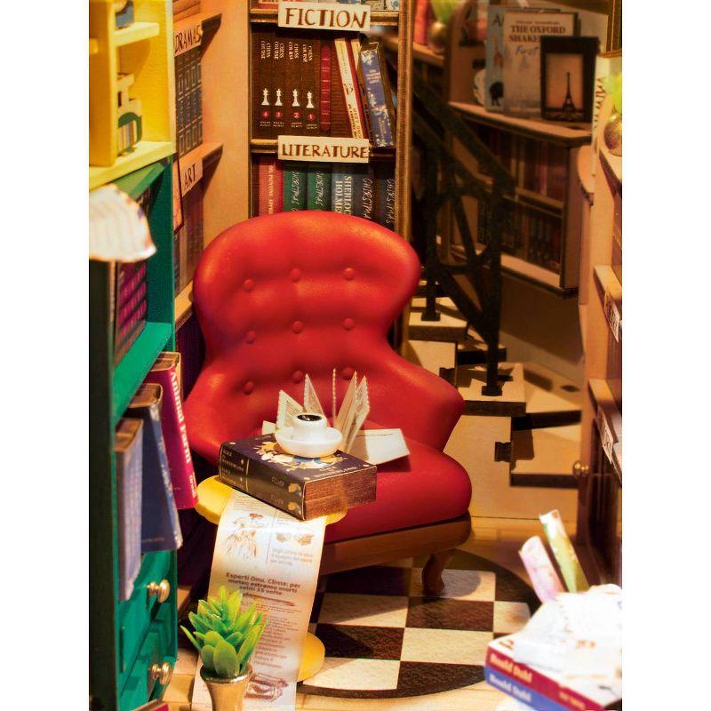 Hands Craft DIY Miniature House Kit Bookstore: Art & Craft Activity, Wood & Paper, Ages 14+, Requires 2 AAA Batteries
