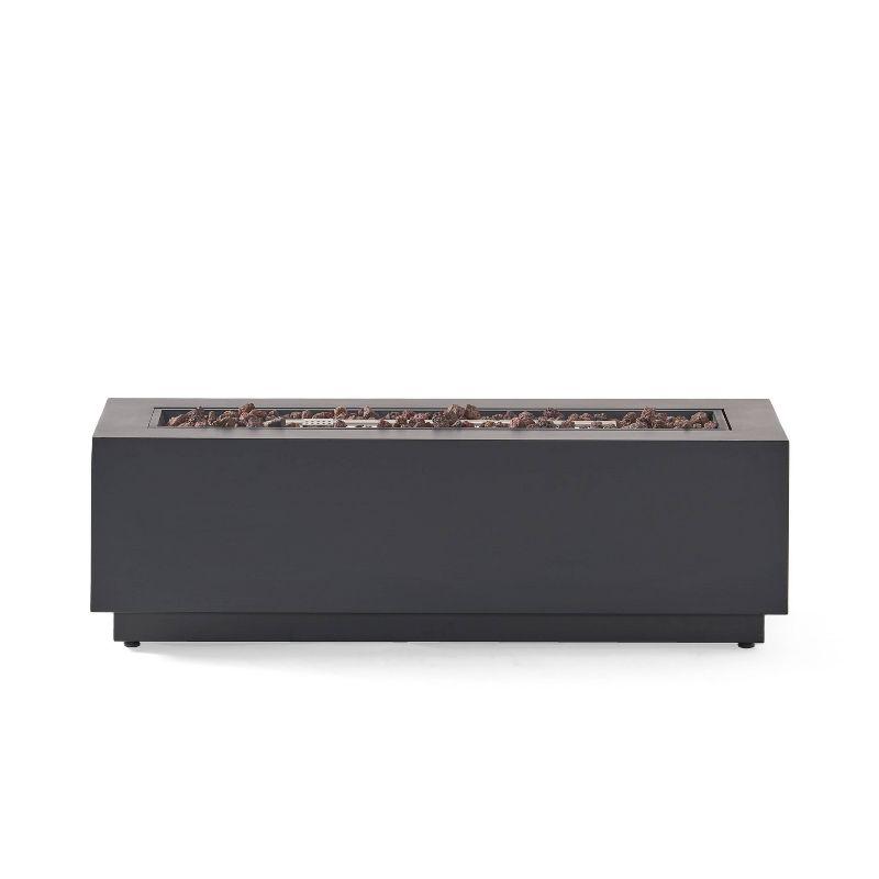Wellington Outdoor 50000 BTU Rectangular Fire Pit Dark Gray - Christopher Knight Home: Durable Iron, No Assembly Required